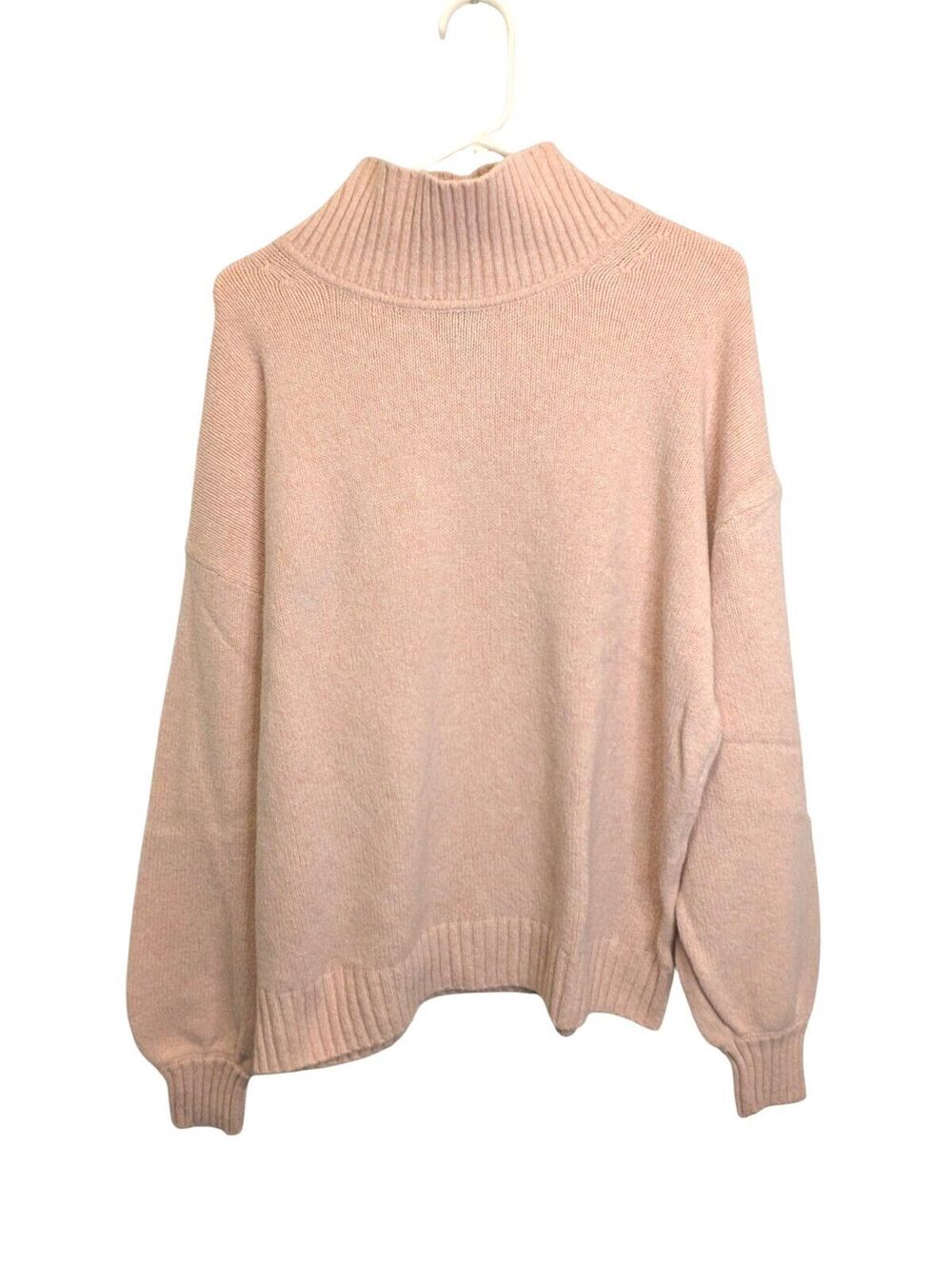 GAP L Tall Blush Pink Mock Neck Sweater Cotton Blend Relaxed Oversized Women's